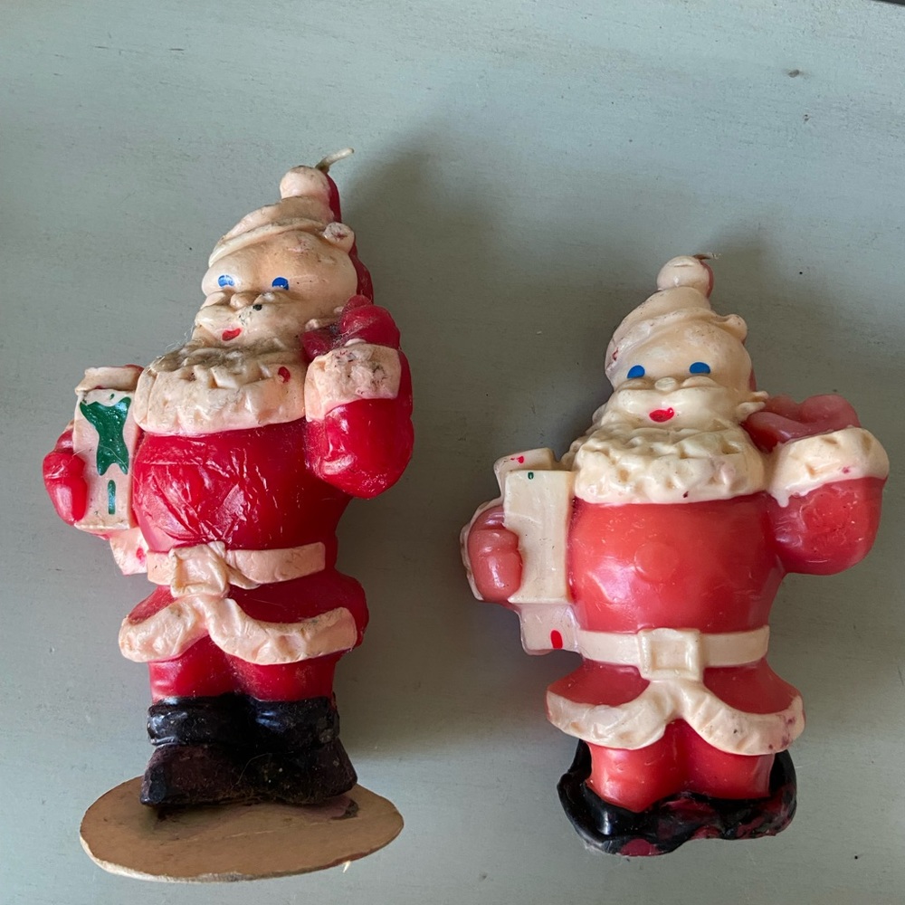 Set of two vintage gurley Santa Claus candles